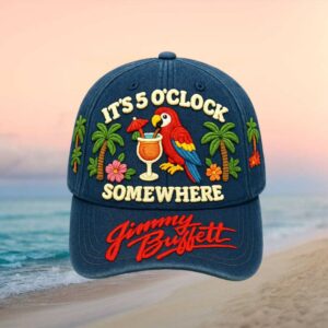 Jimmy Buffett It's 5 O'Clock Somewhere Parrot & Margarita Denim Cap