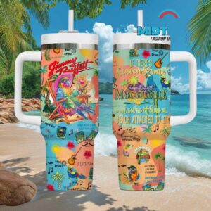 Jimmy Buffett Margaritaville “Heaven for Me” Beach Pattern 40oz Tumbler