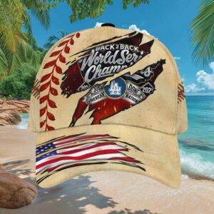LA Dodgers Back 2 Back World Series Champions 2024 2025 Ripped Design Hat