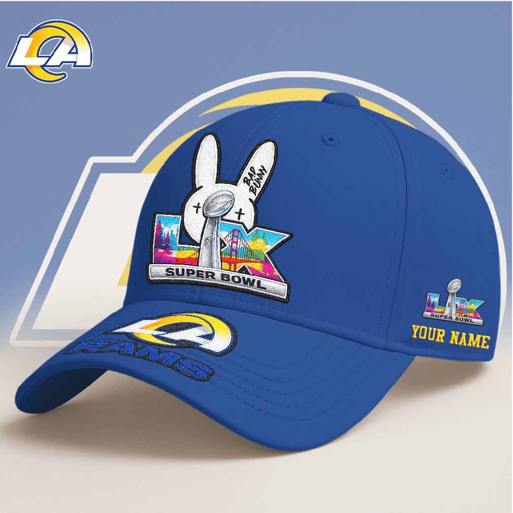 La Rams Super Bowl Lix Bad Bunny Logo Custom Hat La Rams Super Bowl Lix Bad Bunny Logo Custom Hat