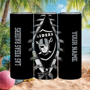 Las Vegas Raiders Nfl Black Zipper Design Custom Name Tumbler