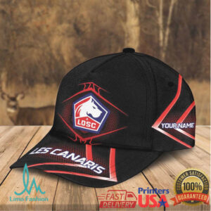 Les Canaris Losc Custom Name Red & Black Soccer Hat