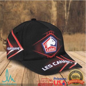 Les Canaris Losc Custom Name Red & Black Soccer Hat