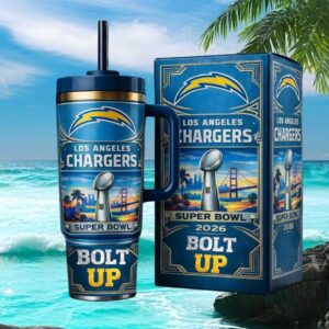 Los Angeles Chargers Bolt Up Super Bowl 2026 Insulated Travel Tumbler