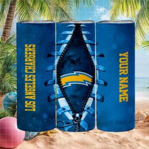 Los Angeles Chargers Nfl Zipper Football Laces Custom Name Tumbler