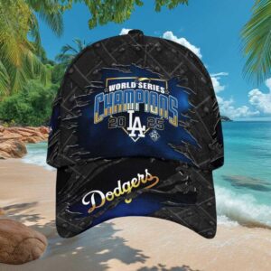Los Angeles Dodgers 2025 World Series Champions Distressed Metal Style Cap