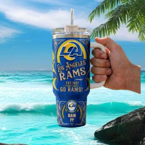 Los Angeles Rams 40oz Insulated Tumbler Vintage Ram It Style Tumbler with Handle