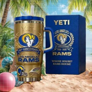 Los Angeles Rams 90th Anniversary 1936 2026 Gold and Blue YETI Style Tumbler