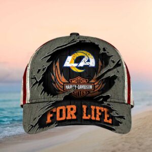 Los Angeles Rams x Harley Davidson “For Life” Distressed Style Cap.jfif
