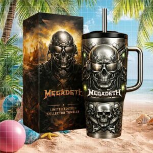 Megadeth Limited Edition Collector Tumbler 3D Skull Embossed 40oz Travel Tumbler