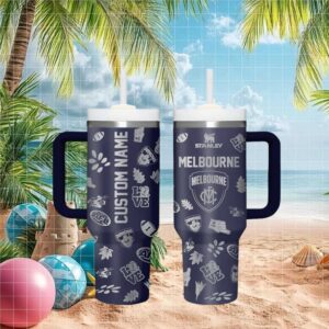 Melbourne Demons Afl Navy Pattern Tumbler Wrap Design