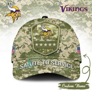 Men's Minnesota Vikings 2025 NFL Salute to Service Camo Adjustable Hat