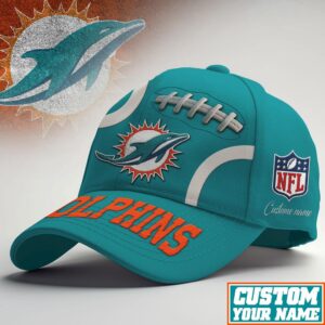 Miami Dolphins Custom Name NFL Adjustable Baseball Cap