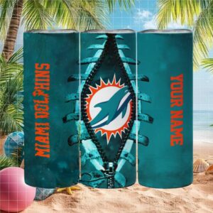 Miami Dolphins Tumbler Ribcage Custom Name Tumbler Design