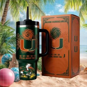 Miami Hurricanes “It's All About The U” Forest Green 40oz Tumbler