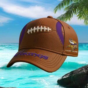 Minnesota Vikings Personalized Leather Football Cap