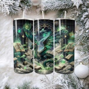 Mystic Library Dragon Skinny Tumbler