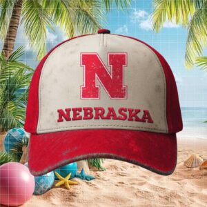 Nebraska Cornhuskers Distressed Red and White Adjustable Cap