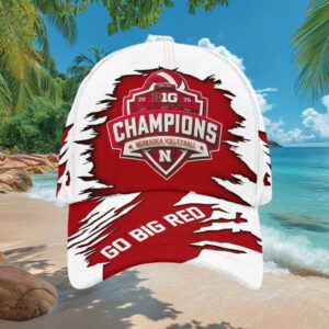 Nebraska Huskers Volleyball B1G Champions “Go Big Red” Shredded Design Hat