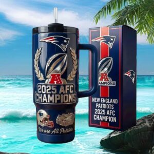 New England Patriots 2025 AFC Champions 40oz Tumbler Commemorative NFL Gift Tumbler