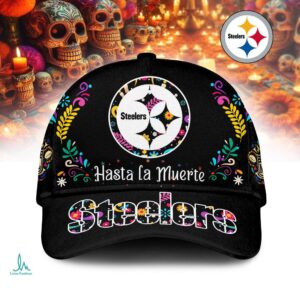 New Era Black Pittsburgh Steelers Hasta La Muerte 9SEVENTY Adjustable Hat