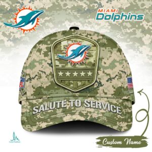 New Era Camo Miami Dolphins 2023 Salute To Service 39THIRTY Flex Hat