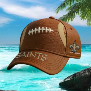 New Orleans Saints Custom Name Leather Football Cap