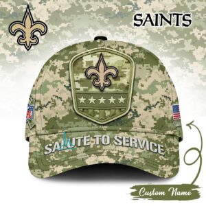 New Orleans Saints NFL Salute To Service Customizable Camouflage Cap