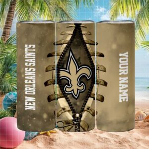 New Orleans Saints Nfl Gold Zipper Design Personalized Tumbler