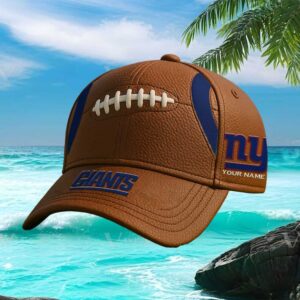 New York Giants Leather Football Hat Custom Name