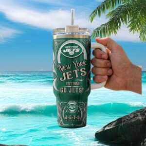 New York Jets Est. 1959 J E T S Fan 40oz Tumbler with Straw