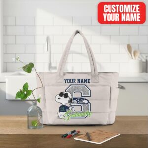 Officially Licensed Seahawks Snoopy Custom Tote Custom Name Bag