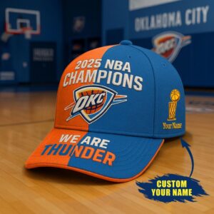 Oklahoma City Thunder 2026 NBA Champions Custom Name Snapback Hat