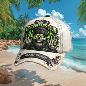 Old Fuckers Club Still Kicking Distressed Skull Hat No Rules No Filters