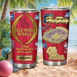 Ole Miss Rebels 132Nd Anniversary Custom Name Red Tumbler Design
