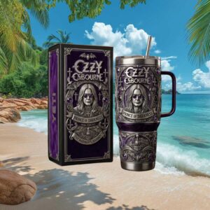 Ozzy Osbourne Prince of Darkness Embossed Metal Gothic Yeti Tumbler