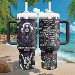 Ozzy Osbourne Prince of Darkness Memorial 1948 2025 Purple Roses Tumbler