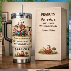 Peanuts Friends 76th Anniversary Tumbler.