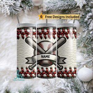 Personalized Baseball Player Skinny Tumbler Design