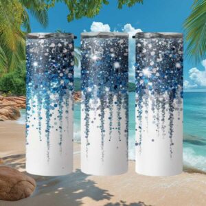 Personalized Blue Ombre Glitter Tumbler