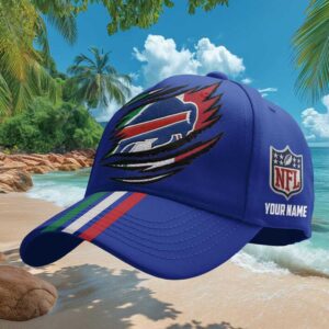 Personalized Buffalo Bills Italy Heritage Ripped Design Blue Hat