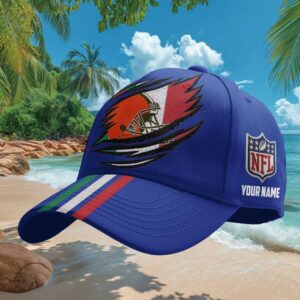Personalized Cleveland Browns Italy Flag Scratch Design Blue Hat