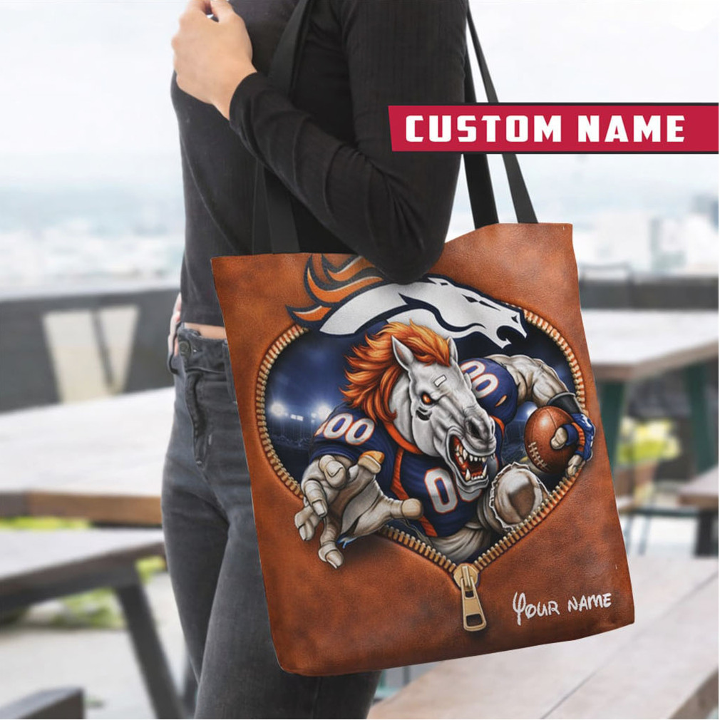 Personalized Denver Broncos Themed Zipper Tote Bag. Personalized Denver Broncos Themed Zipper Tote Bag.