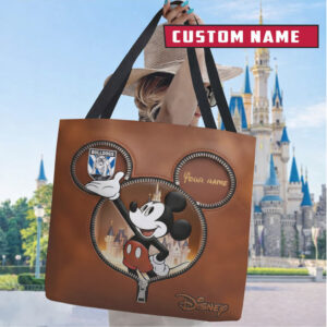 Personalized Disney Bulldogs Tote Bag, Mickey Mouse Custom Name Shoulder Bag