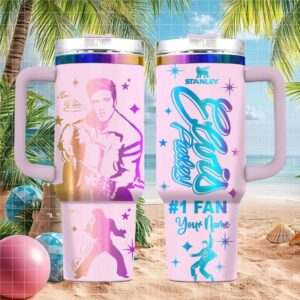 Personalized Elvis Presley #1 Fan Pink Ombre 40oz Tumbler