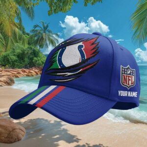 Personalized Indianapolis Colts NFL Rip Design Royal Blue Custom Name Hat