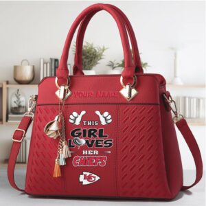 Personalized Kansas City Chiefs NFL Football Women's Leather Bag