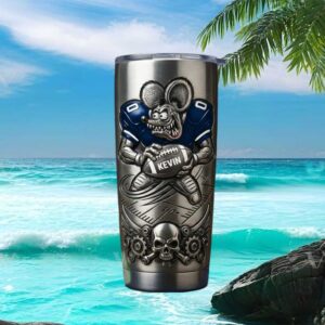Personalized Kevin Name Football Monster Skull 3D Metal Tumbler
