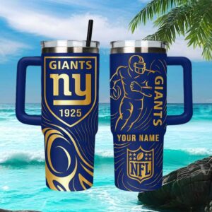 Personalized New York Giants 1925 Est. Gold Etched Design NFL Tumbler