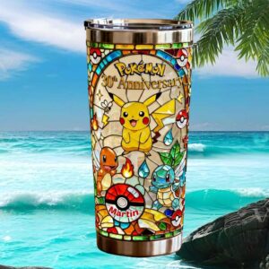 Personalized Pokémon 30th Anniversary Stained Glass Tumbler